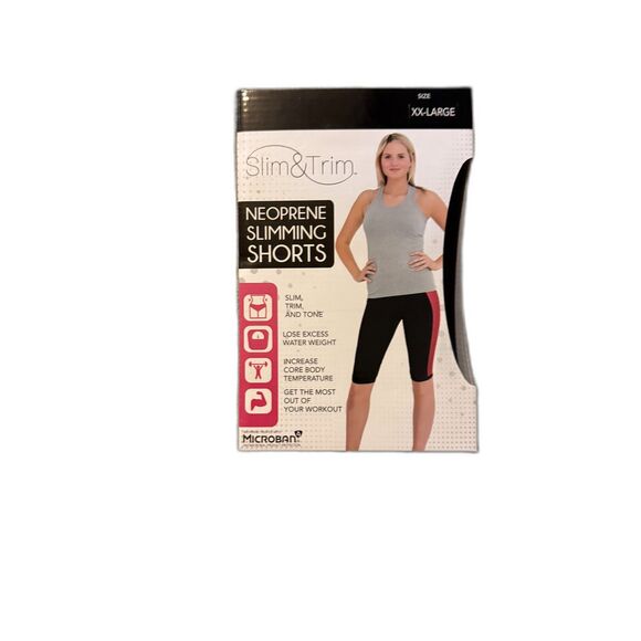 Slim & Trim Neoprene Slimming Shorts / Weight Loss Shorts Black/Pink  XX Large - Picture 1 of 3